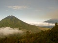 View on the crater of the Ijen volcano in Indonesia, a sulfur mine and toxic gaz Royalty Free Stock Photo