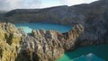 View of the crater wall above the turquoise lake Kootainuamuri. Kelimutu - Turquoise colored volcanic lake Royalty Free Stock Photo