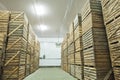 View on crates of potato in storage house Royalty Free Stock Photo