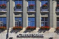 View of the Credit swiss bank building in the center of the old town in Bern, Switzerland