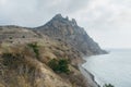 View of the crest of the coastal ridge Karagach in spring. Karadag Reserve. Crimea Royalty Free Stock Photo