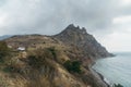 View of the crest of the coastal ridge Karagach in spring. Karadag Reserve. Crimea Royalty Free Stock Photo