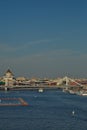 View of the Crimean Bridge and the Cathedral of Christ the Savior. Royalty Free Stock Photo