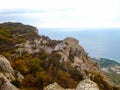 View of the Crimean mountains and the Black sea at autumn Royalty Free Stock Photo