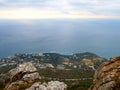 View of the Crimean mountains and the Black sea coast in Crimea Royalty Free Stock Photo