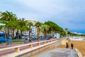View of Croisette beach and promenade Cannes French Riviera