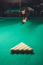 view of cropped man playing in russian pool Royalty Free Stock Photo