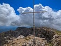 View of the cross in the summit of Monte Sirente in Abruzzo Italy Royalty Free Stock Photo