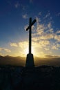View of the cross during a sunset at Bray Head, Ireland Royalty Free Stock Photo