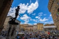 View of a crowded Piazza della Signoria in Florence, Tuscany, Italy. Royalty Free Stock Photo