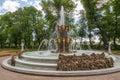 View on The Crowning Fountain by the architect Mikhail Zemtsov in The Summer Garden in spring day