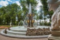 View on The Crowning Fountain by the architect Mikhail Zemtsov in The Summer Garden in spring day