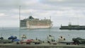 View of cruise ship departuring from port of Funshal