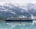 A view of a cruise ship in Glacier Bay, Alaska Royalty Free Stock Photo