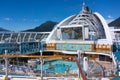 Cruise Ship Pool Deck with Alaska Mountains