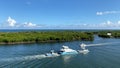 The view from a cruise ship of Port Everglades, in Ft. Lauderdale, Florida of the channel out to the ocean Royalty Free Stock Photo