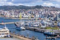 A view from the cruise terminal over the marina in Vigo, Spain Royalty Free Stock Photo