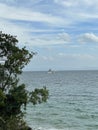 A view of a yacht in Samana Bay , Dominican Republic, 2024 Royalty Free Stock Photo