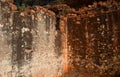 STAINED WALLS OF A ROOFLESS FORT IN RUINS