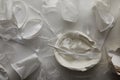 View of crumpled disposable plates, plastic Royalty Free Stock Photo