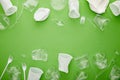 View of crumpled plastic cups, forks Royalty Free Stock Photo