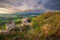 View from Csobanc in Balaton Highlands at the sunset time, Hungary