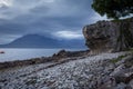 View on Cuillin Hills during late sunset/night from a small village Elgol, located in Isle of Skye Royalty Free Stock Photo