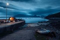 View on Cuillin Hills during late sunset/night from a small village Elgol, located in Isle of Skye Royalty Free Stock Photo