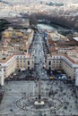 View from the cupola of Vatican Saint Peter`s Cathedral