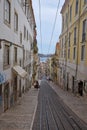 A view of the curvey city streets and tram tracks