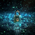 view Cybersecurity strength Lock icon assures digital data network protection Royalty Free Stock Photo