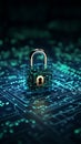 view Cybersecurity strength Lock icon assures digital data network protection
