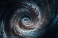 View of a cyclone eye from space. Giant hurricane background Royalty Free Stock Photo