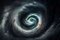 View of a cyclone eye from space. Giant hurricane background