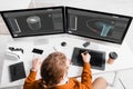 View of 3d artist using graphics