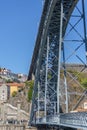 View of D. Luis bridge, with tourists enjoying and Porto downtown on background