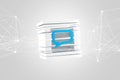 View of a 3D rendered Blue Email symbol displayed in a sliced cu Royalty Free Stock Photo