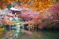 view of Daigo-Ji temple with colorful maple trees in autumn, Kyoto, Japan