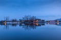 A view of Dal Lake in winter at evening, Srinagar, Kashmir, India Royalty Free Stock Photo