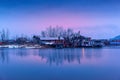 A view of Dal Lake in winter at evening, Srinagar, Kashmir, India Royalty Free Stock Photo
