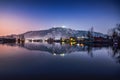 A view of Dal Lake in winter at evening, Srinagar, Kashmir, India Royalty Free Stock Photo