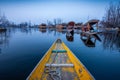 Many Shikara Tourist Boats passing each other at Dal lake in Srinagar, Kashmir, India Royalty Free Stock Photo