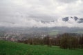 A view of the dal of the village of Zakopane on the background of the Tatra mountains, Zakopane, Poland Royalty Free Stock Photo