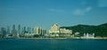 View of the Dalian coastline from the Dalian Bay, Liaoning, China. Royalty Free Stock Photo