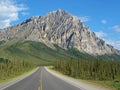 View of Dalton Highway with mountains, leading from Fairbanks to Prudhoe Bay, Alaska, USA