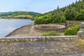 A view from the dam wall along the side of Ladybower reservoir, Derbyshire, UK Royalty Free Stock Photo