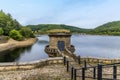 A view from the dam wall down the west shore of Ladybower reservoir, Derbyshire, UK Royalty Free Stock Photo