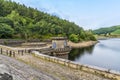 A view from the dam wall towards the west shore of Ladybower reservoir, Derbyshire, UK Royalty Free Stock Photo
