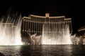 View of dancing fountain at luxurious Bellagio Hotel and Casino during night