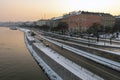 View of the Danube and Buda on a cold winter day in Budapest